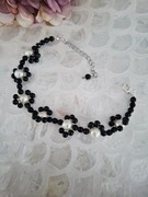 Bransoletka handmade z naturalnych kamieni obsydian perła