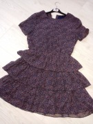 Sukienka elegancka falbanki Szyfon roz L Sinsay 