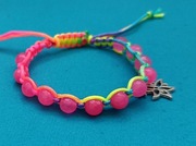 Bransoletka makrama boho różowa neonowa kolorowa Jadeit