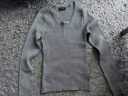 Sweter szaro srebrny w prążki viscoza longslive Ochnik