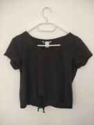 Bluzka wiązana bluzeczka czarna H&M 34 XS krótka crop top koszulka