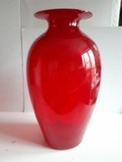 Wysoki ,czerwony wazon szklany,40,5cm ,