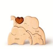 Drewniana układanka „Rodzina słoni”