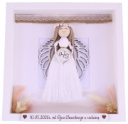 Pamiątka Pierwszej Komunii Świętej Ramka 3D Anioł Stróż Rękodzieło Prezent