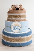 Tort z pieluszek PREMIUM dla chłopca – Baby Shower, przytulanka koala