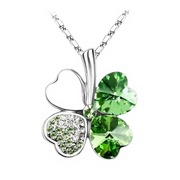 Naszyjnik Stal Szlachetna Srebrna Koniczyna Zieleń/Niebieski/Czerwony 