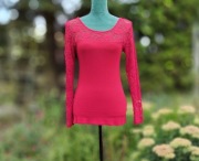 Czerwona bluzka M 38 koronka top bawełna czerwień