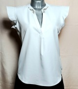 Bluzka Damska Guess Mattea Cyrkonie Kamienie Elegancka Biała L 40 Nowa