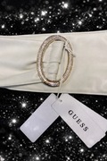 GUESS luksusowy biały pasek z cyrkoniami NOWY z metkami glamour r. m