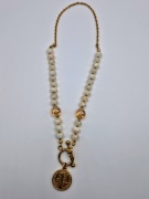 Handmade naszyjnik - KAMIEŃ KSIĘŻYCOWY Z DWUSTRONNĄ MONETĄ LIBERTY