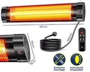 Promiennik podczerwieni o mocy 2500 W ze zdalnym sterowaniem ścienny KESSER