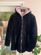 Unisono dwustronna kurtka płaszczyk czarne futerko