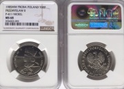 100 ZŁ Próba NIKIEL PRZEMYSŁAW II 1985 NGC MS68 ! OKAZJA