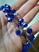 Antyk różaniec, stary różaniec z niebieskimi 