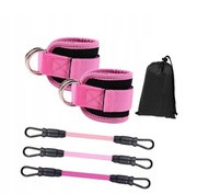3 SZTUKI TAŚM OPOROWYCH NA KOSTKI Z MANKIETAMI DO ĆWICZEŃ LEG BUTT PINK 