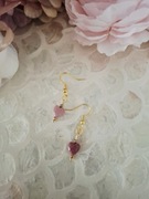 Kolczyki handmade srebro pozłacane wykonane z hematytu rodonitu