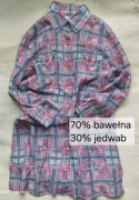 Długa koszula tunika kropki bawełna i jedwab 38 40 bdb