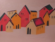 Domki obraz olejny 40x50cm 