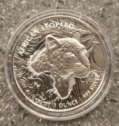 Ghana  5 cedis "Leopard ' 2019 srebro uncja 