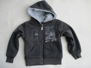 Bluza dresowa grafitowa futerko kaptur 110-116