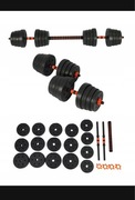 Zestaw hantle regulowane 3w1 2x15kg sztanga obciążenie 30kg gryf trening