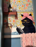 Plakat A3, No to chill- czarny kot relaksujący się w wannie 