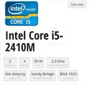 Procesor Intel Core i5-2410M | 2.90 GHz Turbo | Socket G2 (SR049) | Sprawny