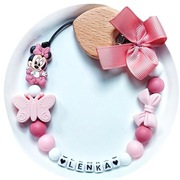 Broszka zawieszka do smoczka imieniem minnie myszka Miki tasiemka smoczek
