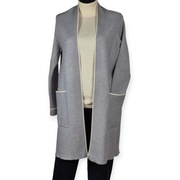 Kardigan Zara szary S M długi blezer z kieszeniami elegancki casual