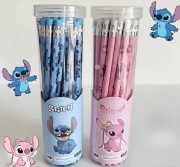 Nowe bajkowe  ołówki z gumką Stitch Różowe i Niebieskie 2 szt