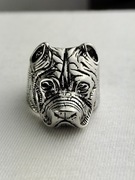 NOWY Sygnet pierścionek męski Buldog punk rock swagg drill Regulowany