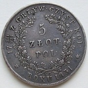 5 Złotych Pol. 1831 K.G. - Powstanie Listopadowe. Stan II-