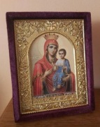 Piękna Ikona prawosławna Matka Boska z Dzieciątkiem. Iwierska. Wratalnica.
