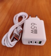 SZYBKA ŁADOWARKA 65W GaN USB-C USB-A FAST CHARGER PD QC 2xUSB-C 1xUSB-A