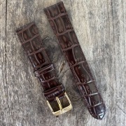 Pasek do zegarka 18mm skórzany Roamer gruby brązowy złota klamra