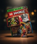 Lego Ninjago magazyn + metalowa puszka + 2 figurki + karta kolekcjonerska 
