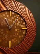 Zegar ścienny, wiszący, 50cm, kolor miedziany, podświetlenie, rękodzieło