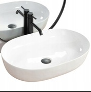 Umywalka Nablatowa Ceramiczna Cleo Biała Połysk Owalna Duża 61 cm Rea