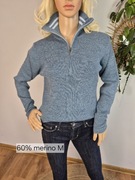 Sweter damski z golfem na zamek 60% merino M