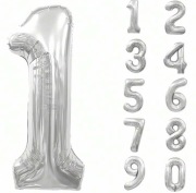Balon foliowy cyfra srebrna 70–100 cm (0–9)