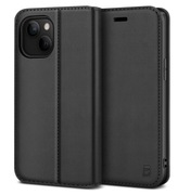 Etui skórzane BEZ iPhone 13 Mini klapka portfel czarne