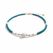 Naszyjnik Koraliki Szklane Boho Czerń / Turkus