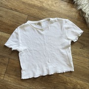biały gofrowany crop top bluzka krótka pull&bear xs