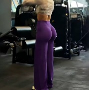 Legginsy damskie sportowe z szerokimi nogawkami i wysokim stanem siłownia