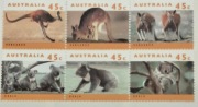 Australia 1994 FAUNA Mi 1402-7 b   kangur koala 6- blok czysty ideał 