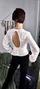 Top damski biały ażurowy z wycięciem na plecach boho S
