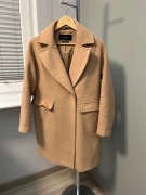 Beżowy, oversize, zimowy płaszcz damski, rozmiar XS, Reserved 