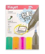 markery zakreślacze kayet 5, fluorescencyjne markery ze ściętą końcówką