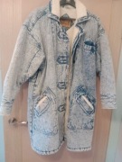 Kurtka, płaszcz damski gruby ciepły jeans futerko L