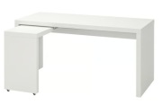 IKEA MALM Biurko z wysuwanym panelem, biały, 151x65 cm